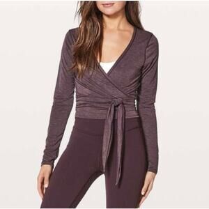 Lululemon Tied To It Wrap Top Yoga Dance Ballet Mulberry 8 Med *See Measurements